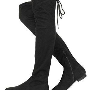 DREAM PAIRS Women's Pauline Black Faux Suede Over The Knee Boots