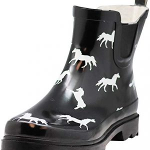 NORTY - Womens Ankle High Horse Print Boot, Black