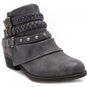 Rampage Women's Tabitha Triple Buckle Ankle Boot Ladies Side Zipper Bootie