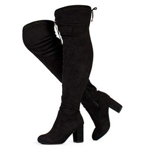 RF ROOM OF FASHION Women's Wide Calf Over The Knee Chunky Heel