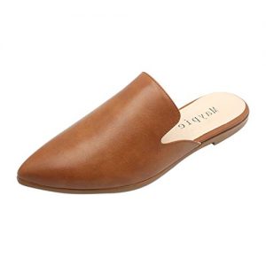 MAYPIE Womens Flat Mules Closed Pointed Toe Slip On