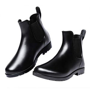 Lvitse Women's Short Rain Boots Elastic Chelsea Booties Anti Slip