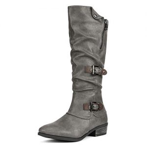 DREAM PAIRS Women's Parkar Grey Winter Knee High Boots