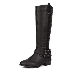 DREAM PAIRS Women's Bar Black Knee High Boots
