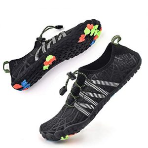 Bopika Water Shoes Sports Quick Dry Barefoot Shoes Diving Swim Surf Aqua Walking Beach for Mens Womens (9.5 M US Men, ZB-Black)