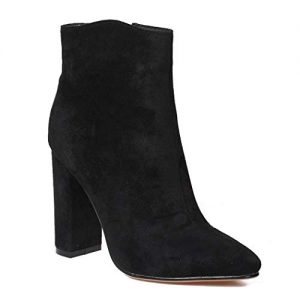 wetkiss Women's Ankle Boots Snake Print Pointed Toe Chunky High