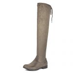 DREAM PAIRS Women's Overide Khaki Low Heel Thigh High Over The Knee