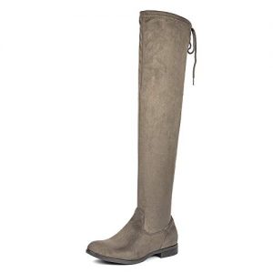 DREAM PAIRS Women's Overide Khaki Low Heel Thigh High Over The Knee