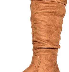 DREAM PAIRS Women's BLVD Tan Knee High Pull On Fall Weather Boots