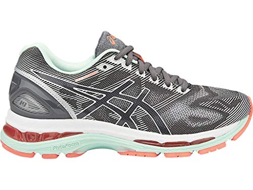 ASICS Women's Gel-Nimbus 19 Running Shoe, Carbon/White/Flash Coral ...