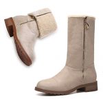 MEGNYA Women's Winter Short Boots Faux Suede Chunky Heel Booties