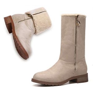 MEGNYA Women's Winter Short Boots Faux Suede Chunky Heel Booties