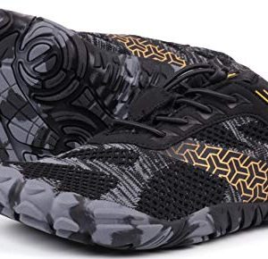 JOOMRA Womens Trail Running Minimalist Barefoot Shoes Athletic Wide Gym Trekking Toes Five Fingers Ladies Hiking Barefoot Sneakers Black Size 7