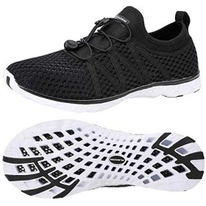 ALEADER Water Shoes Womens for Water Sports, Walking, Travel Black/White 6 B(M) US