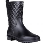 Litfun Womens Black Mid Calf Rain Boots Outdoor Work Waterproof