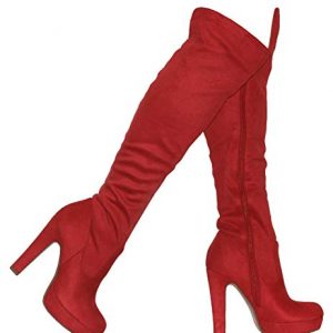 MVE Shoes Women's Thick Heel Platform Over The Heel Boots