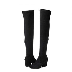 Mtzyoa Thigh High Block Heel Boot Women Pointed Toe Stretch Over