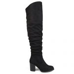 Brinley Co. Womens Regular Wide Calf and Extra Wide Calf Ruched Stacked Heel