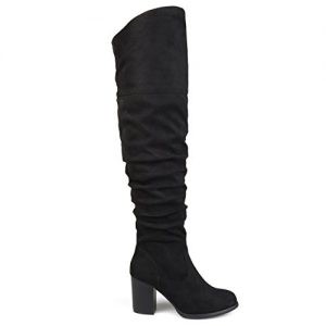 Brinley Co. Womens Regular Wide Calf and Extra Wide Calf Ruched Stacked Heel