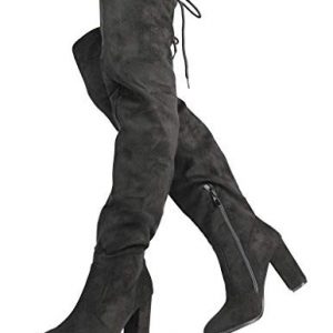 DREAM PAIRS Women's New Shoo Black Over The Knee High Heel
