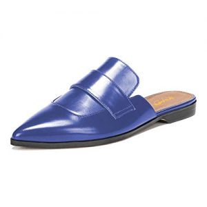 XYD Womens Retro Backless Slip On Loafer Flats Pointed