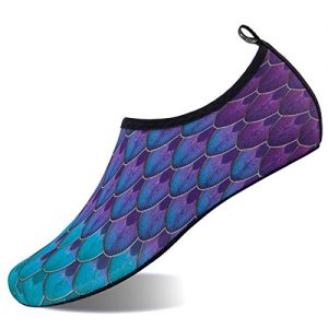 Womens and Mens Water Shoes Barefoot Quick-Dry Aqua Socks for Beach Swim Surf Yoga Exercise (Fish Scales-Blue/Green, M)