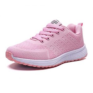PAMRAY Women's Running Shoes Tennis Athletic Jogging Sport Walking Sneakers Gym Fitness Golf Bright-Pink 35