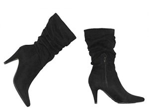 MVE Shoes Women's Pointed Toe High Heel Mid Calf Boots