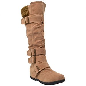 Generation Y Women's Mid Calf Knee High Boots Ruched Sweater