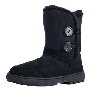 Women's Twin Button Fully Fur Lined Waterproof Winter Snow Boots
