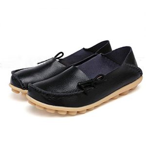SHIBEVER Women's Leather Loafers Moccasins Wild Driving Casual