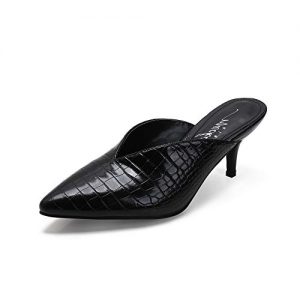 Mackin J Kitty Mules Women's Faux Suede Pointed Toe Backless Low