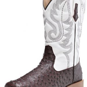 ROPER Men's Ostrich Print Square Toe Cowboy Boot, Brown Faux Leather/Western Stitch, 10.5 D-Medium