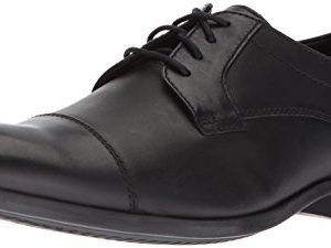 CLARKS Men's Conwell Cap Oxford, Black Leather