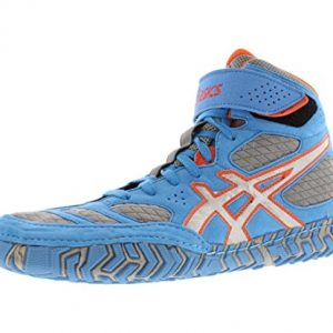 Asics Men's Aggressor 2 Wrestling Shoe,Dusty Blue/Silver/Red Orange,11.5 M US
