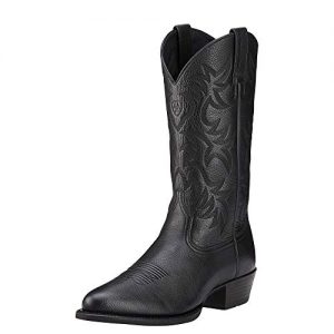 Ariat Men's Heritage Western R Toe Cowboy Boot, Black Deer Tan, 10.5 D US