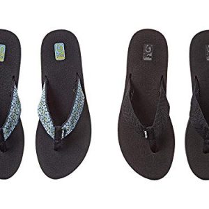 Teva Women's Mush II 2 Pack Flip Flop, Fronds Black/Companera Blue