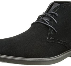 Calvin Klein Men's Ulysses Suede Chukka Boots – Stylish Black Lace-Up Boots with Tonal Stitching and Comfortable Synthetic Insole
