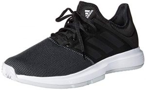 adidas Men's GameCourt Wide Tennis Shoe, Black/Light Grey Heather