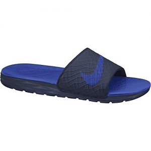 Nike Men's Benassi Solarsoft Slide Athletic Sandal, Midnight Navy/Lyon Blue