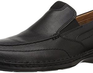 CLARKS Men's Northam Step Loafer, Black Oily Leather