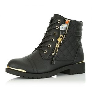 DailyShoes Women's Military Lace Up Buckle Combat Boots Ankle High