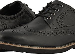 Nunn Bush Men Oakdale Wingtip Oxford Lace Up, Black Tumbled