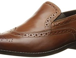 Nunn Bush Men's Norris Wingtip Double Gore Slip-On Loafer, Cognac, 12