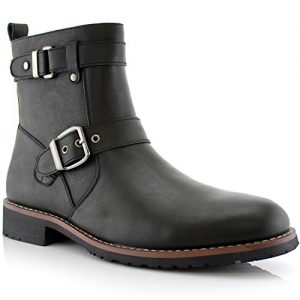 Polar Fox Wyatt Mens Casual Engineer Zipper and Buckle Motorcycle Boots