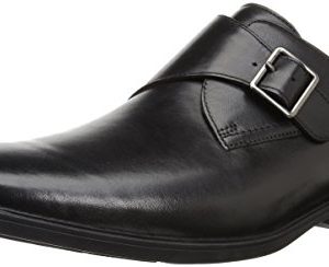 Clarks Men's Tilden Style Monk-Strap Loafer, Black Leather, 9 M US