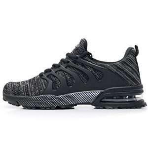JARLIF Mens Slip-on Air Trail Running Shoes Breathable Gym Sport Workout Fitness Athletic Tennis Sneakers (10.5 D(M) US, Black)