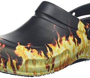 crocs Unisex Bistro Graphic Clog Mule, Black, 10 US Men / 12 US Women