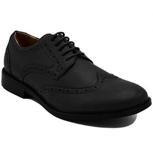 Nautica Men's Dress Shoes Wingtip, Lace Up Oxford Business Casual-Miles-Black Burnished-9.5