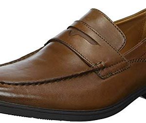 CLARKS Men's Tilden Way Penny Loafer, tan Leather, 10.5 Medium US